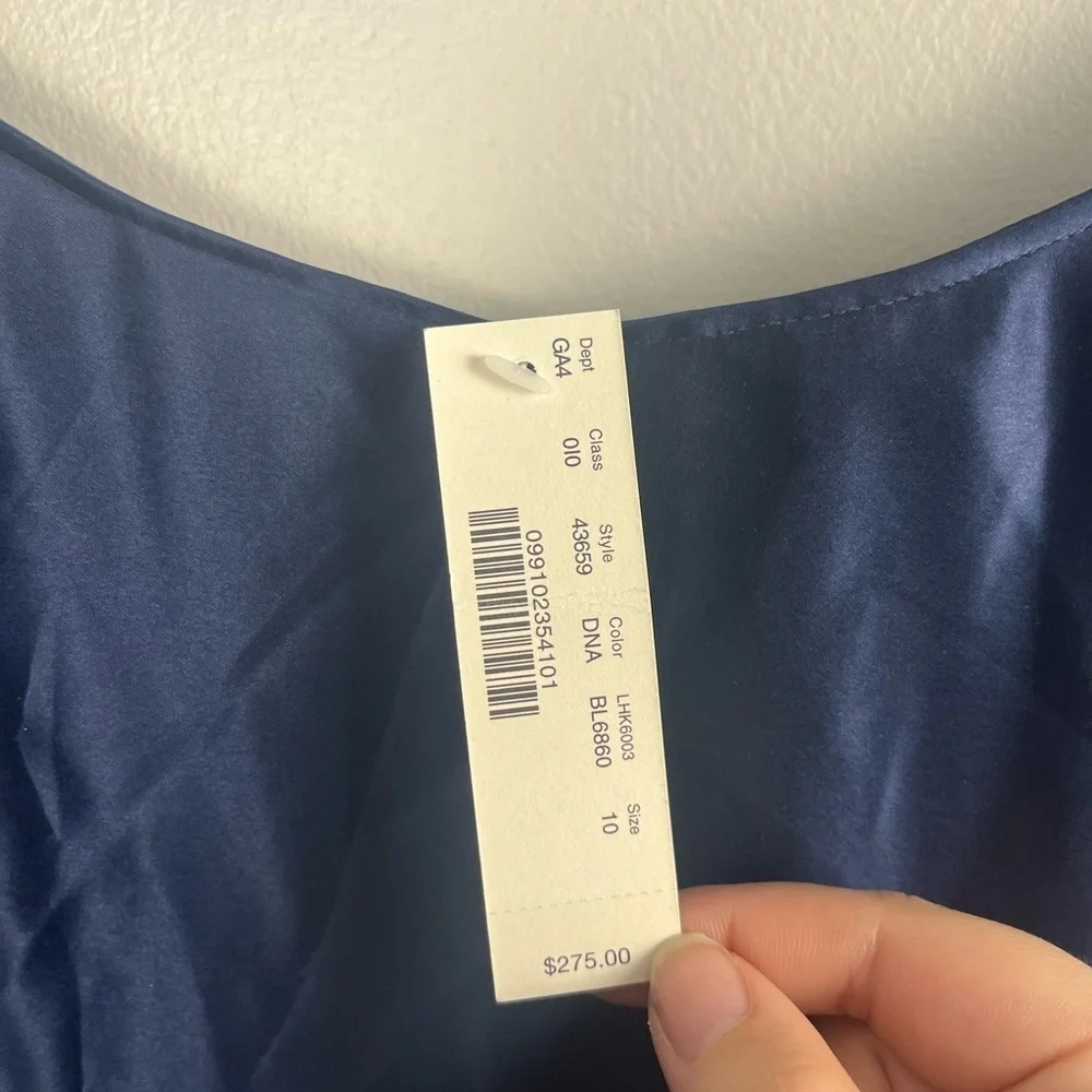 J.Crew Collection Blue Eyelet Mini Silk Navy sheer sleeves dress size 10 NWT